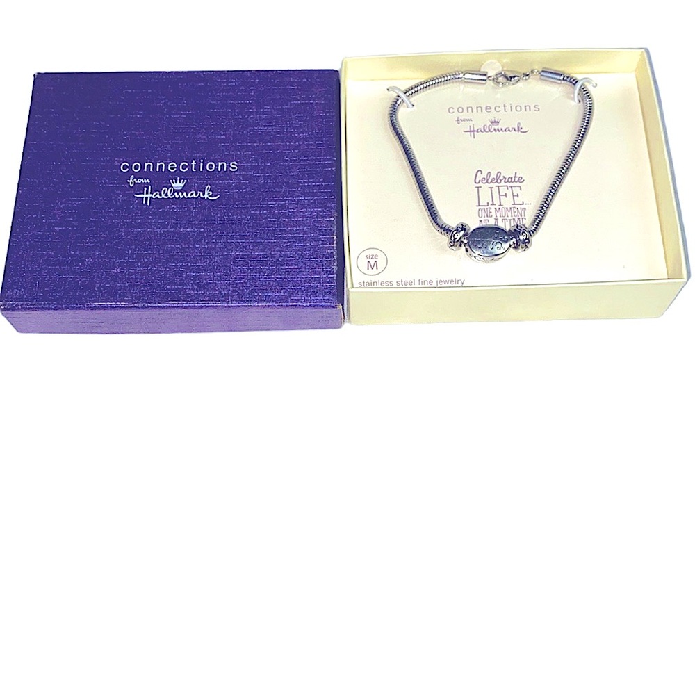 Hallmark Connection Stainless Steel Silver Bracelet Keepsake Celebrate Life - Picture 6 of 9